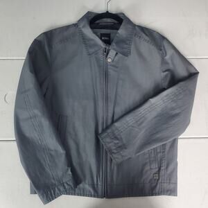Boss by Hugo Boss Bomber Jacket Gray Lightweight 38R Lined Pockets Luxury Cotton